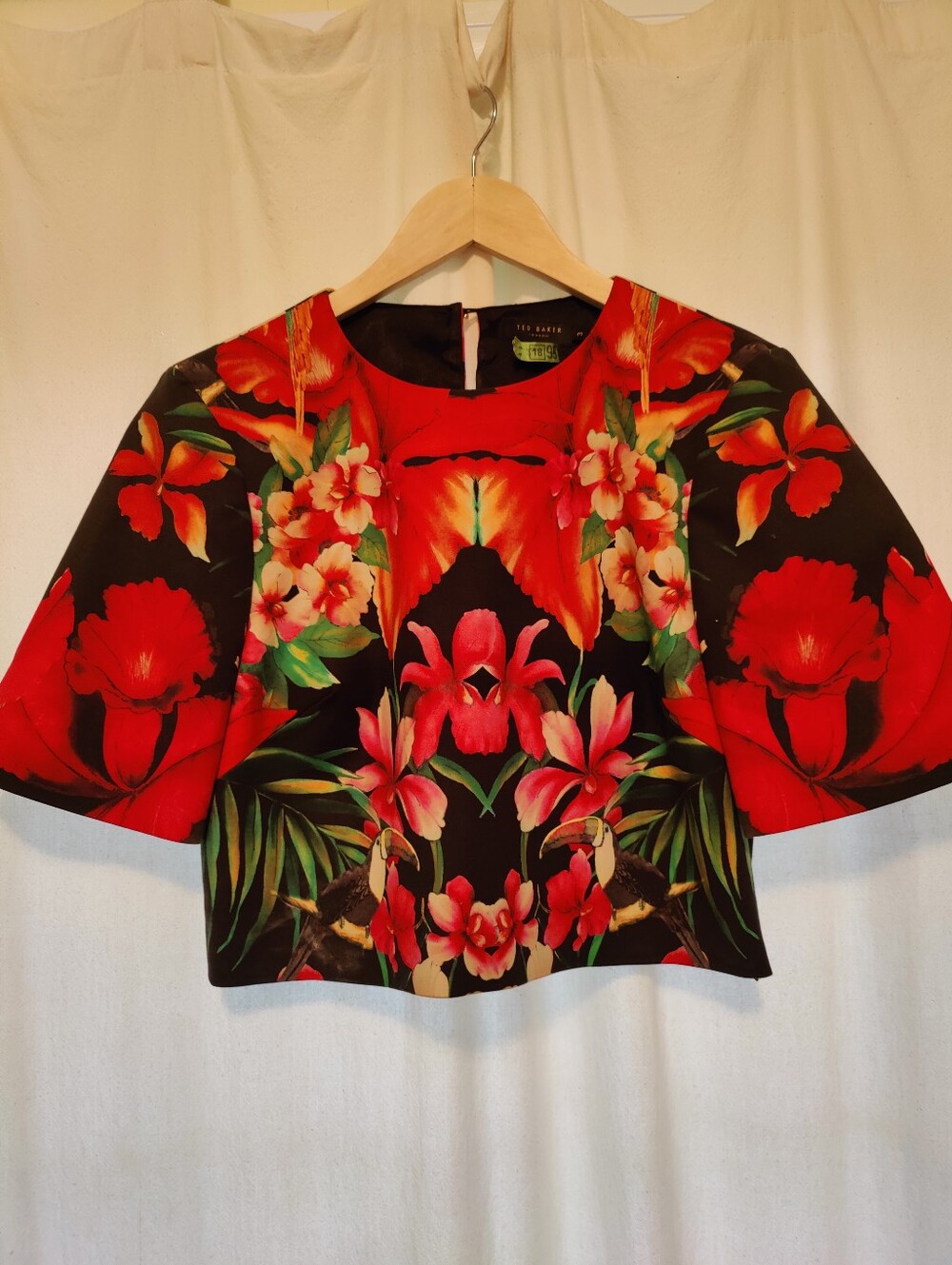 Ted Baker Vibrant Tropical Print Cropped Top, Size 3 US M